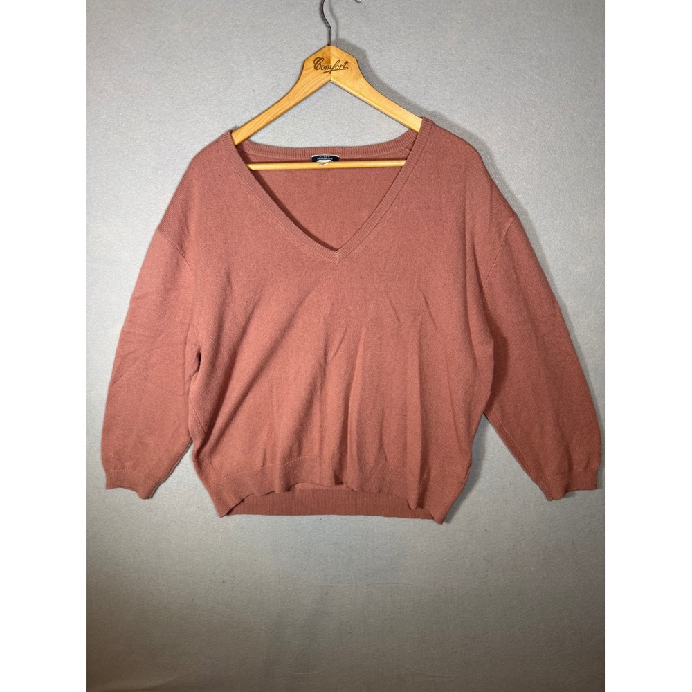 J.Crew Womens 100% Cashmere V-Neck Sweater Mauve Pink BA394 Boxy Size M